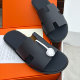 Genuine leather slippers for men European station new high-end outdoor black calfskin sandals for men wearing summer h slippers