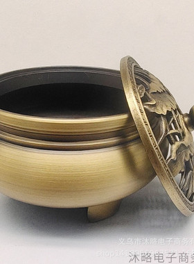 黄铜莲花香炉五福临门香炉桌面摆件工艺礼品家居办公装饰熏香