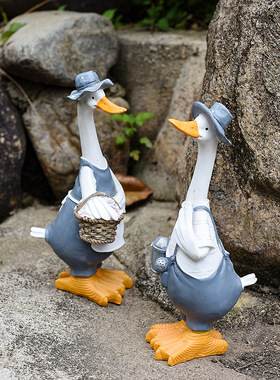 创意鸭子庭院摆件家居花园树脂工艺品公园户外装饰品动物园林