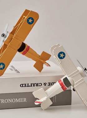 铁艺二战战斗机模型成品手工彩绘电视机柜小飞机玩具摆件工艺品