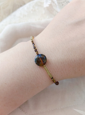 弥亦「清冷」原创手工捷克珠串珠手链清冷感古董珠手串小众饰品