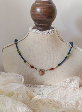 弥亦「盛放」原创设计敦煌配色手工串珠捷克珠项链小众锁骨链