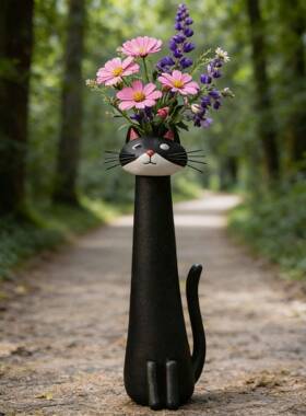 跨境亚逊新品Qirky C马a Vause 造型奇特1的猫咪花瓶家居装饰t花