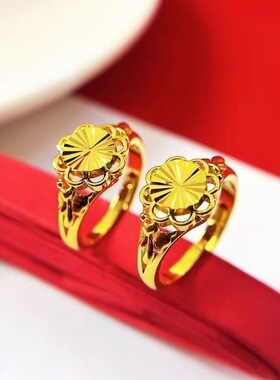 新款蔷薇花金色开口戒指