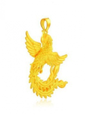 越南古法沙金凤凰吊坠沙金孔雀项