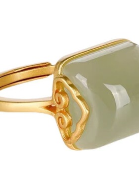 祥云绿钰女款简约复古戒指