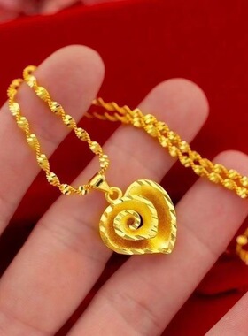 新款旋转爱心金色水波链