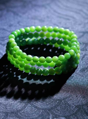 天然新疆和田玉玉器工厂店俄料碧玉老料珠圆玉润玉石素珠手串带证