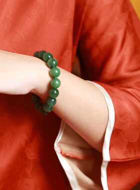 天然和田玉珠圆玉润碧玉手串