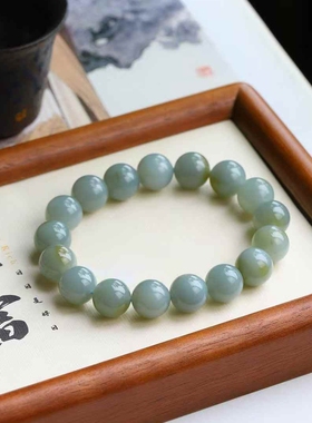 和田玉工厂店天然新疆和田玉且末料老料飘糖色珠圆玉润手串带证书