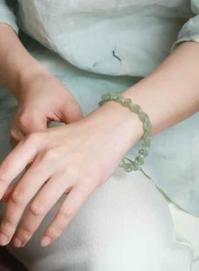 天然新疆和田玉玉器供应链青海料老料晴水色玉石环环相扣手链带证