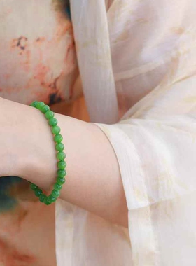 天然新疆和田玉玉器工厂店俄料碧玉老料珠圆玉润玉石素珠手串带证