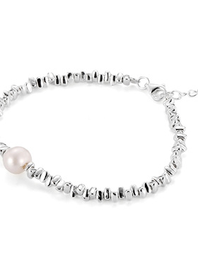 XXOFF925银大珍珠可调节手链