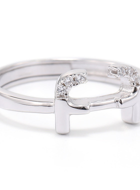 XXOFF925银趣味闪钻戒指