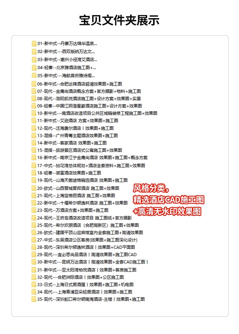 酒店宾馆客房售楼处全套工装室内CAD施工图纸平面图3d效果图设计-图1