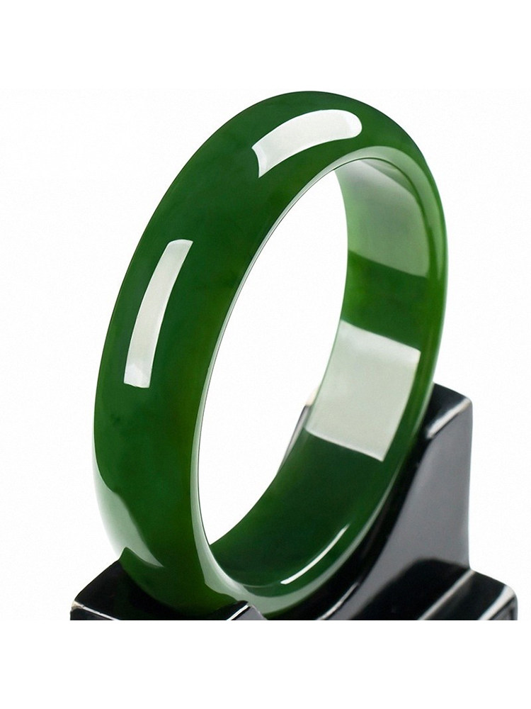 玉手镯女年轻款玉镯 女款天然正品真玉菠菜绿和田碧玉墨绿色