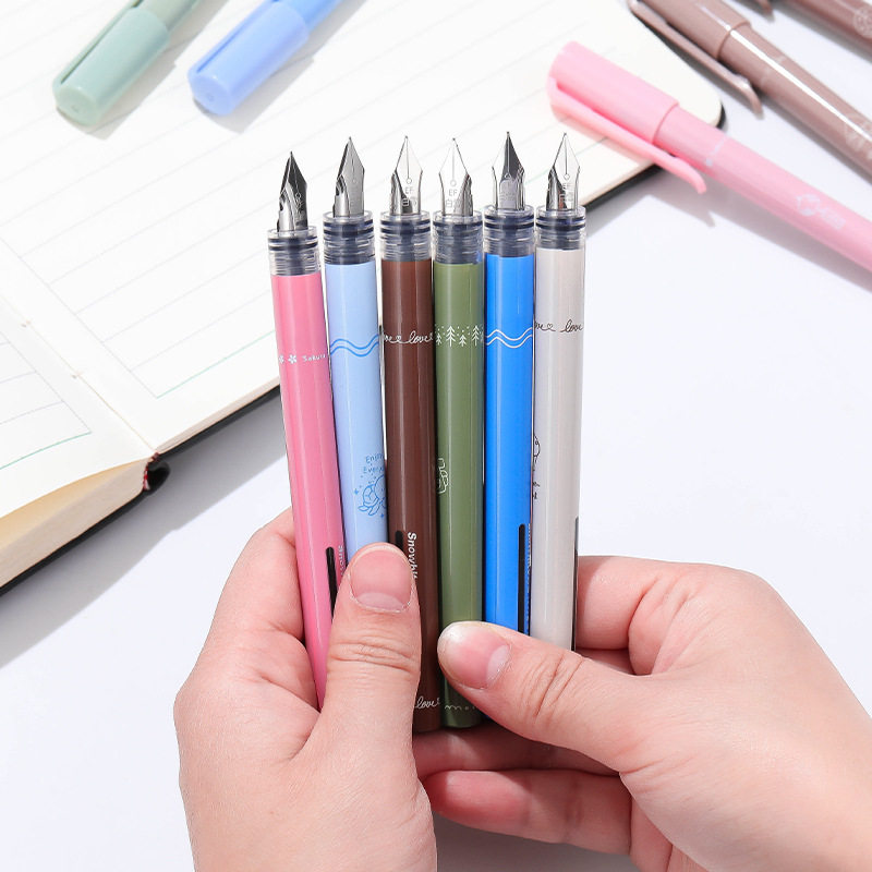 直液式速干大容量钢笔小学生莫兰迪卡通一次性可擦蓝色水性笔,淘宝优惠券,粉丝福利购,淘宝优惠卷