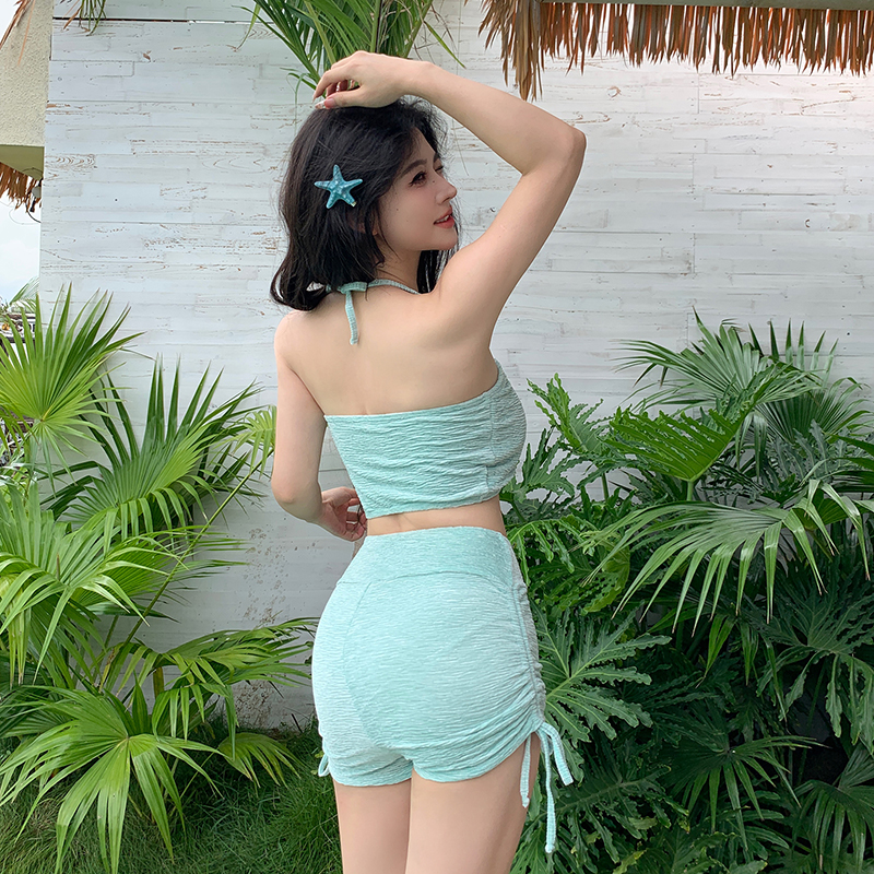 新款泳衣女性感分体大码比基尼三件套微胖mm聚拢纯欲显瘦显白温泉 - 图2