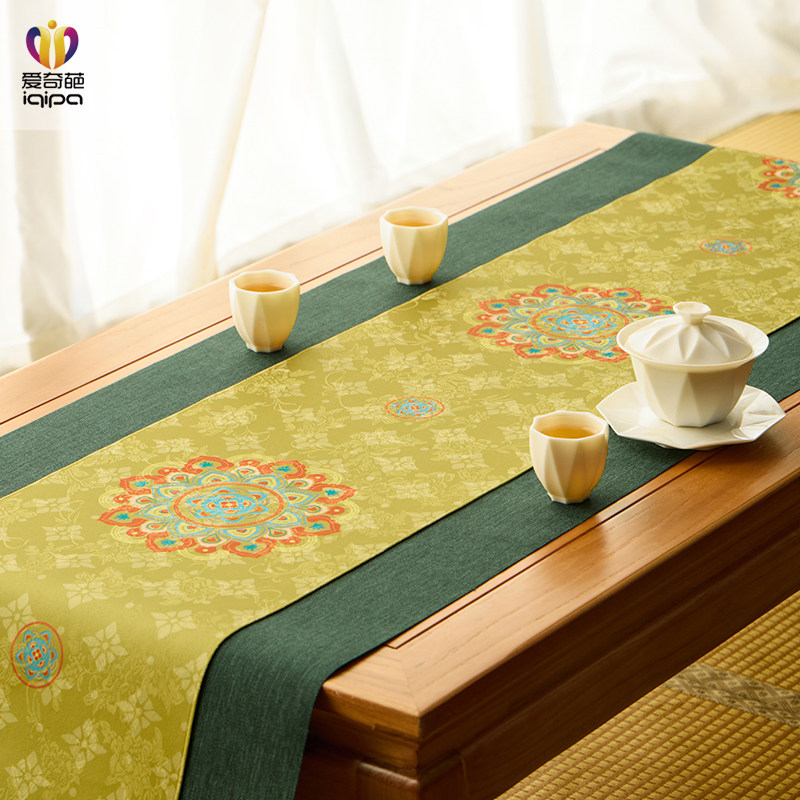 团花纹新中式禅意桌旗茶席轻奢高端茶桌垫布双层茶垫防水茶旗桌布,淘宝优惠券,粉丝福利购,淘宝优惠卷