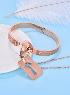 同心锁纯银可刻字设计感情侣手链