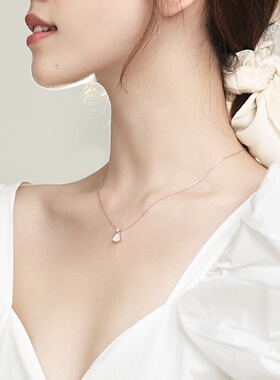 小裙子贝壳扇形纯银刻字锁骨链