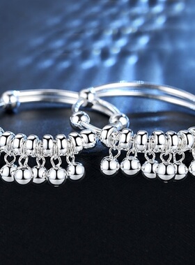 990足银铃铛活口周岁礼物手镯