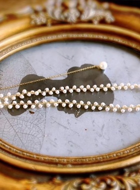 14k金伴娘穿旗袍配饰珍珠项链