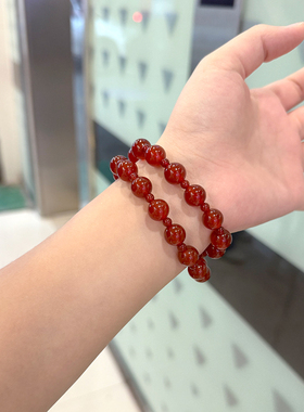露思许妍同款天然红玛瑙双圈手链