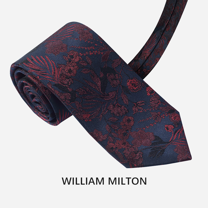 WILLIAM MILTON暗香疏影真丝手打领带男士时尚休闲商务桑蚕丝礼盒,淘宝优惠券,粉丝福利购,淘宝优惠卷