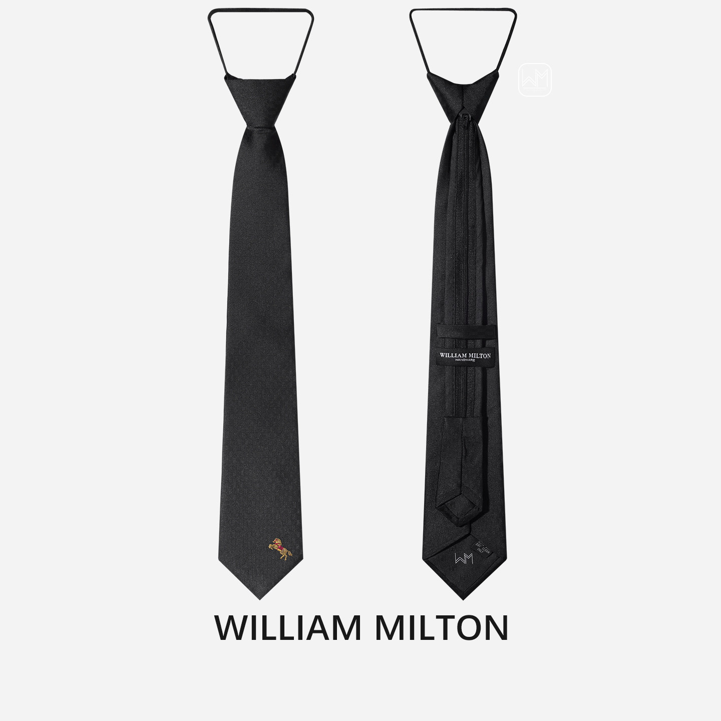 WILLIAM MILTON马到功成真丝刺绣领带男士高档拉链免打领带礼盒装,淘宝优惠券,粉丝福利购,淘宝优惠卷