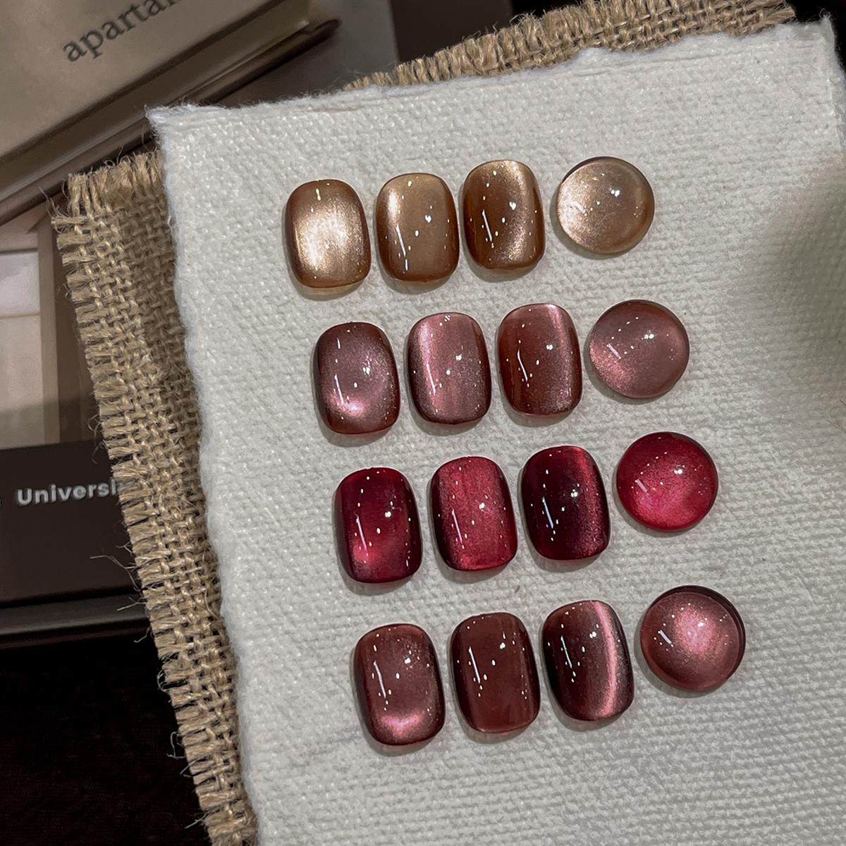 【菊籽老师推荐】美甲安可拉红猫眼胶新复古显白玻璃珠猫眼甲油胶,淘宝优惠券,粉丝福利购,淘宝优惠卷