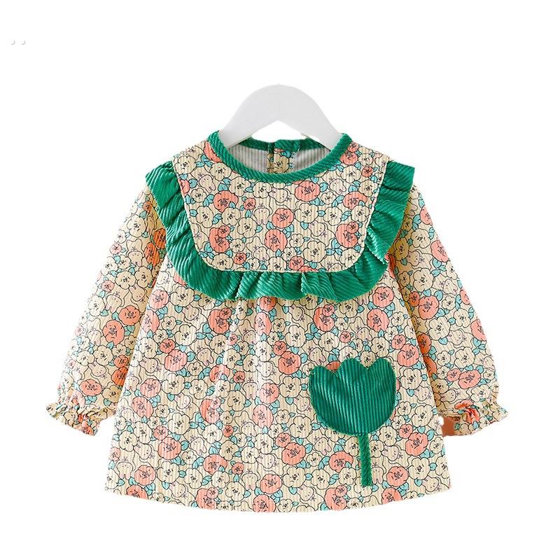 Children's eating bib smock, baby girl's waterproof and anti-dirty apron, princess dress, fashionable autumn and winter outer wear, reverse wear protective clothing