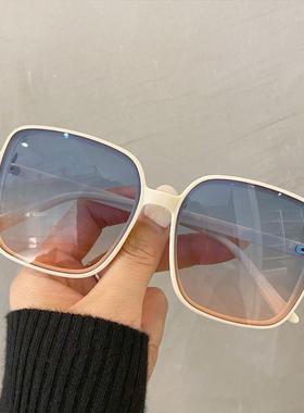墨镜韩版女潮男防紫外线自带腮红覆古潮方框防蓝光大脸显瘦圆脸