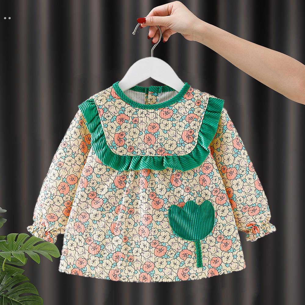 Children's eating bib smock, baby girl's waterproof and anti-dirty apron, princess dress, fashionable autumn and winter outer wear, reverse wear protective clothing