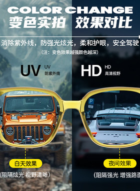 FolliFollie 夜视镜开车专用感光变色镜夜间防远光日夜两用太阳镜