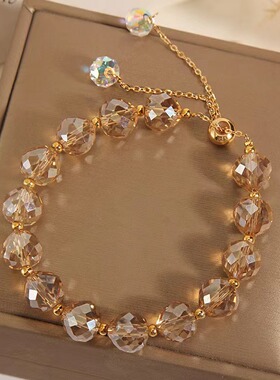 气质水晶编织手链女小众设计个性手镯简约学生闺蜜网红手环手饰品