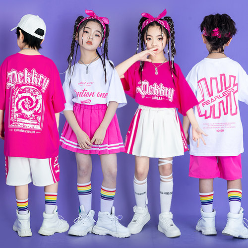 国庆儿童演出服啦啦队表演服小学生运动会开幕式服装班服街舞潮服 - 图0