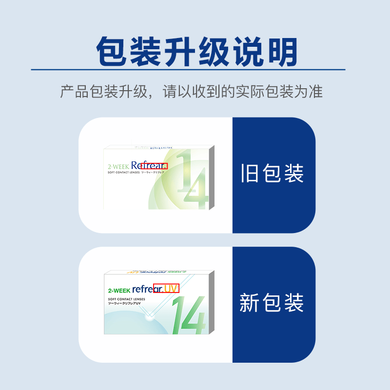 【双周抛】跨境Refrear透明片近视隐形眼镜双周抛水润舒适散光6片-图1