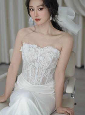 轻奢小众拉丝水滴耳环女高级感简约气质新娘婚纱礼服复古风耳饰品