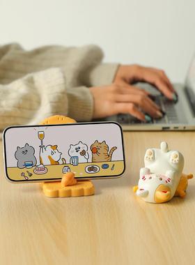 可爱猫咪手机支架摆件办公室桌面装饰品工位情绪稳定神器礼物女生
