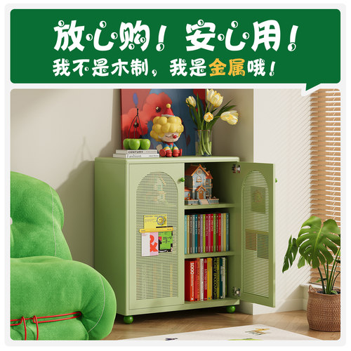 包豪斯铁艺书柜小型矮柜书架客厅落地电视旁边角落展示收纳储物柜 - 图2