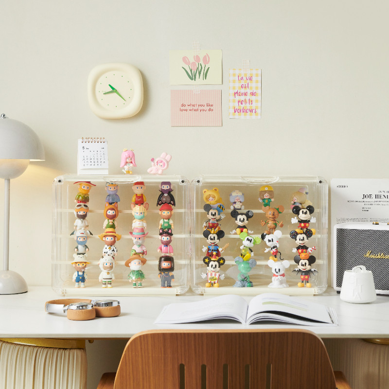 阶梯式大号透明盲盒泡泡玛特手办收纳展示架小摆件积木公仔防尘盒 - 图1