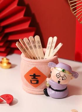 财神摇签筒创意国潮家居装饰品礼品解压趣味抽签求签办公桌面摆件