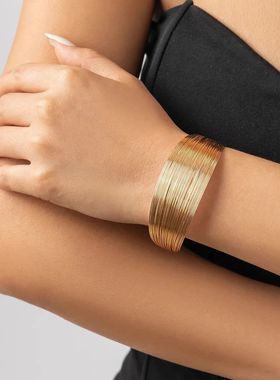 Vintage Smooth Irregular Twist Wide Bracelets For Women Gold