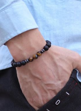 Fashion Mens Bracelet Black Onyx Stone Braclet Irregular Nat
