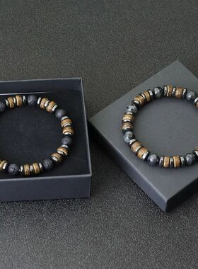 New Vintage Men Bracelet Stone Natural Wooden Braclet Homme