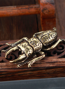 仿古风实心黄铜甲虫厘米小摆件