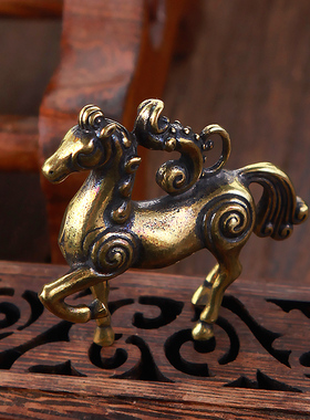 马上封侯步步高升古董纯铜小摆件