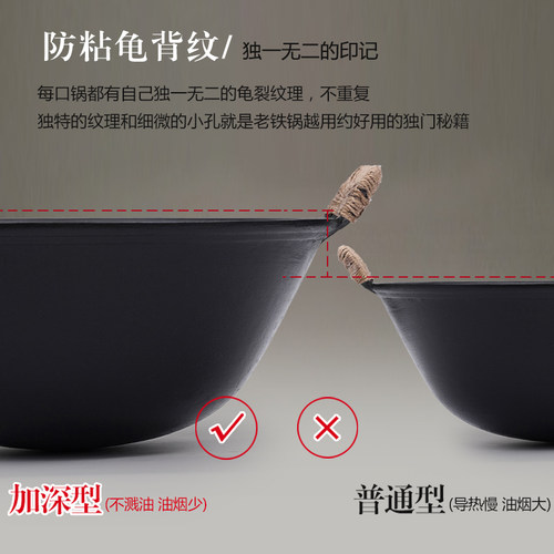双耳铁锅家用传统老式农村圆底生铸铁柴火燃气灶专用不粘炒菜炖锅 - 图2
