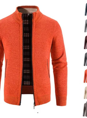 2025 Men's Velvet Cardigan Large Size Men's Stand llar Warm